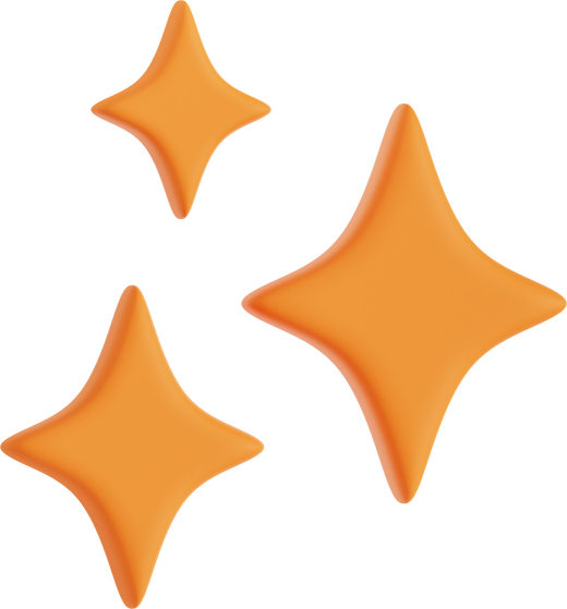 Orange Sparkles 3D Icon